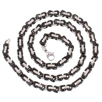 Stainless Steel Chain Necklace, plated, byzantine chain & Unisex & two tone, 5mm Approx 21.5 Inch 