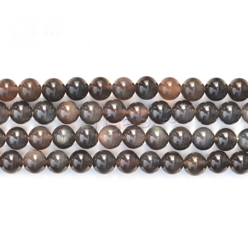 Schwarze Obsidian Perlen, Schwarzer Obsidian, rund, verschiedene Größen vorhanden, Länge:ca. 15.5 ZollInch, verkauft von Strang