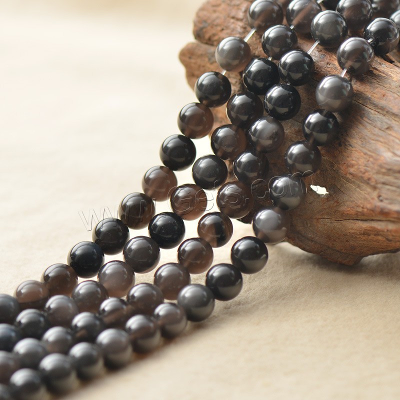 Perles obsidienne noire, Obsidien noir, Rond, normes différentes pour le choix, Longueur:Environ 15.5 pouce, Vendu par brin