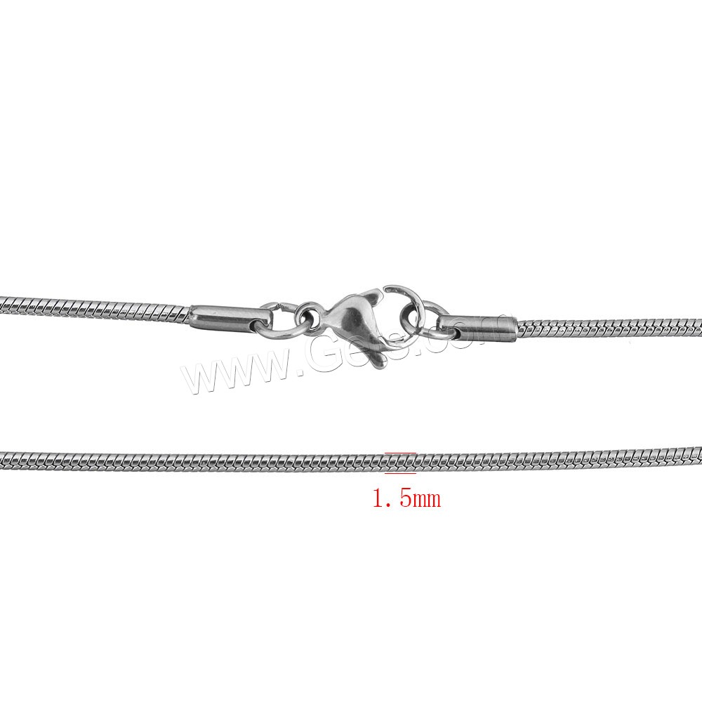 Мода нержавеющей стали ожерелье цепь, нержавеющая сталь, разный размер для выбора & змея цепи, оригинальный цвет, длина:Приблизительно 18 дюймовый, продается Strand
