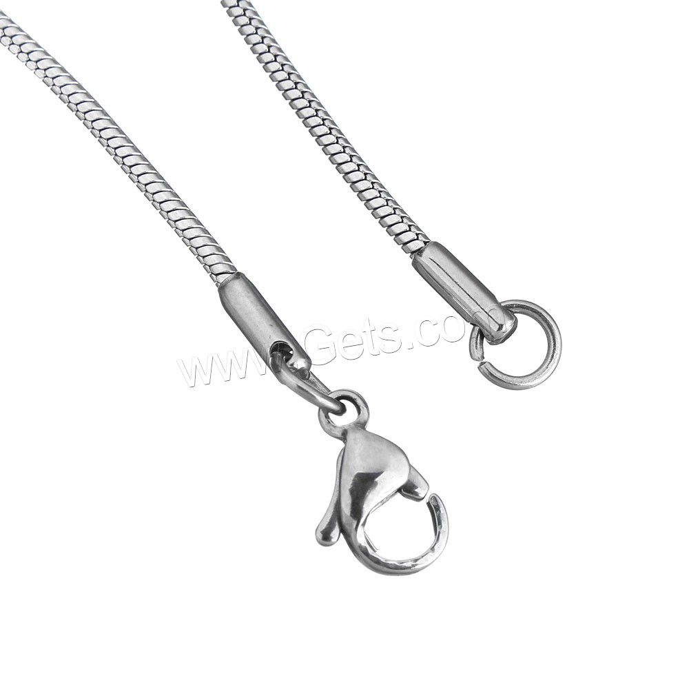 Мода нержавеющей стали ожерелье цепь, нержавеющая сталь, разный размер для выбора & змея цепи, оригинальный цвет, длина:Приблизительно 18 дюймовый, продается Strand