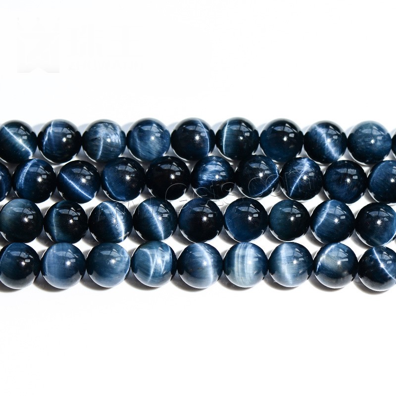 Tiger Eye Beads, Round, natural, different size for choice, blue, Grade AAAAA, Length:Approx 15.5 Inch, Sold By Strand