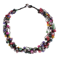 Natural Freshwater Pearl Necklace, with Nylon Cord, Keshi, multi-colored, 7-8mm Approx 22 Inch 