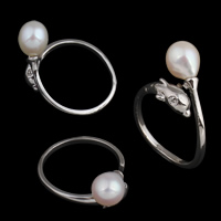 Cultured Freshwater Pearl Finger Ring, Brass, with Freshwater Pearl, Dolphin, platinum color plated, natural, nickel, lead & cadmium free US Ring .5 