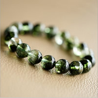 Phantom Quartz Bracelet, Round & for woman, green Approx 7.5 Inch 
