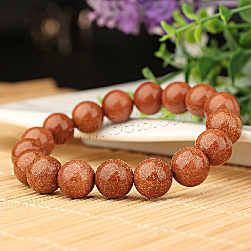 Goldstone Bracelet, Round, different size for choice & for woman, Length:Approx 7.5 Inch, Sold By Strand
