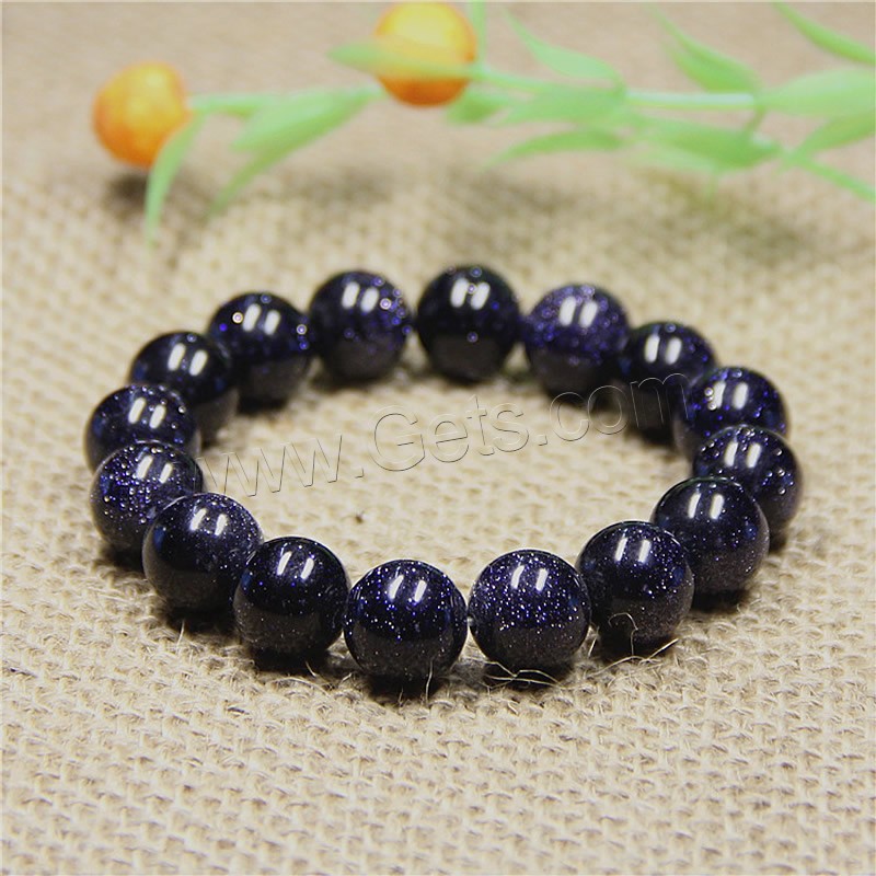 Blue Goldstone Bracelet, Round, different size for choice & for woman, Length:Approx 7.5 Inch, Sold By Strand