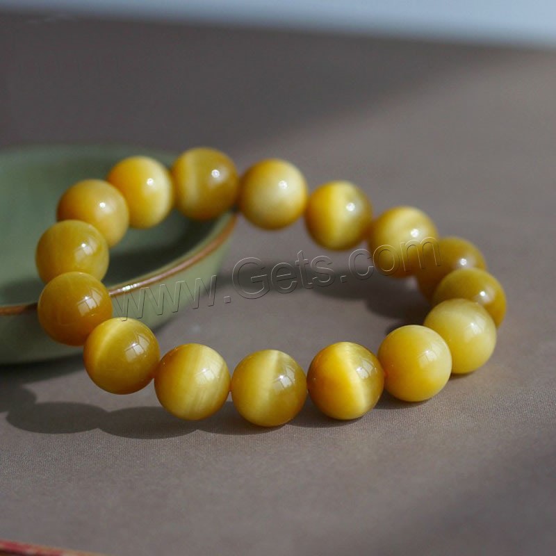 Tiger Eye Stone Bracelets, Round, different size for choice & for woman, Length:Approx 7.5 Inch, Sold By Strand