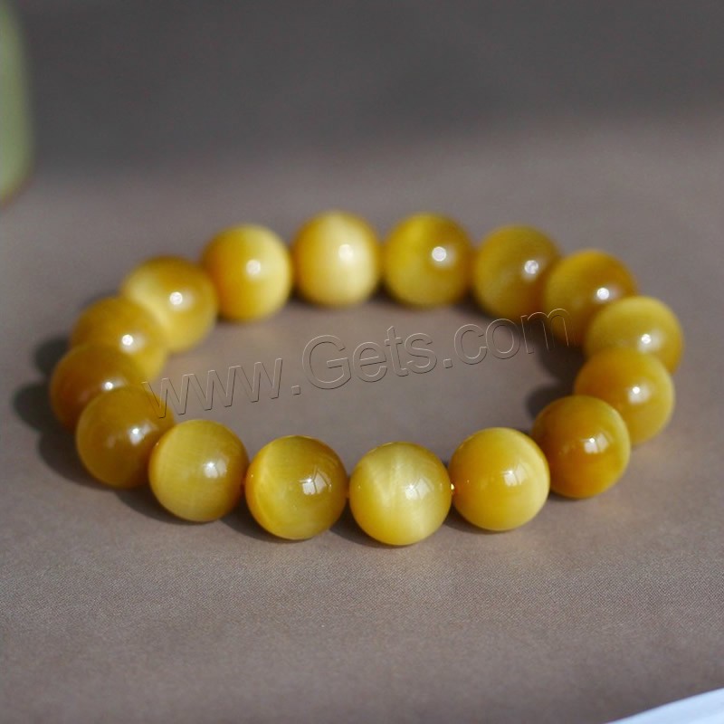 Tiger Eye Stone Bracelets, Round, different size for choice & for woman, Length:Approx 7.5 Inch, Sold By Strand