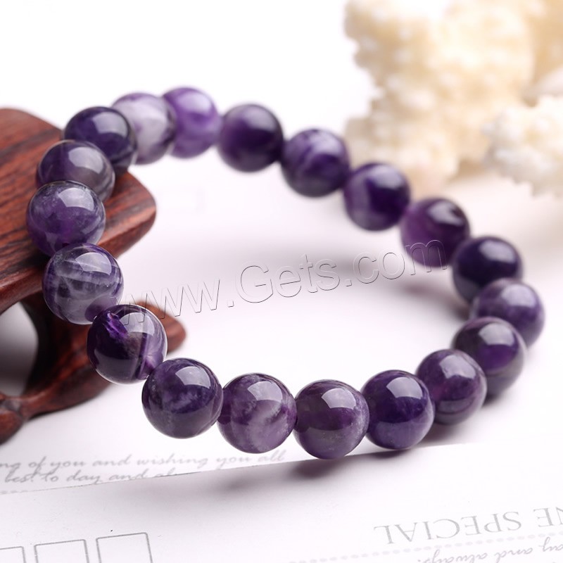 Amethyst Bracelet, Round, natural, February Birthstone & different size for choice & for woman, Length:Approx 7.5 Inch, Sold By Strand