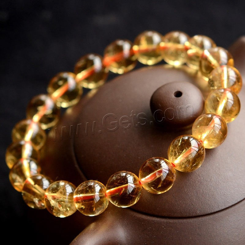 Citrine Bracelet, Round, natural, different size for choice & for woman, Length:Approx 7.5 Inch, Sold By Strand