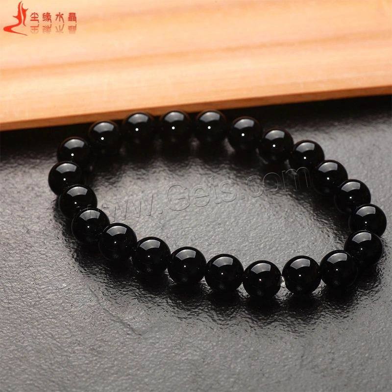 Black Obsidian Bracelet, Natural Black Obsidian, Round, different size for choice & for woman, Length:Approx 7.5 Inch, Sold By Strand