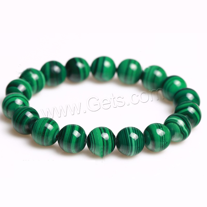 Malachite Bracelets, Round, synthetic, different size for choice & for woman, green, Length:Approx 7.5 Inch, Sold By Strand