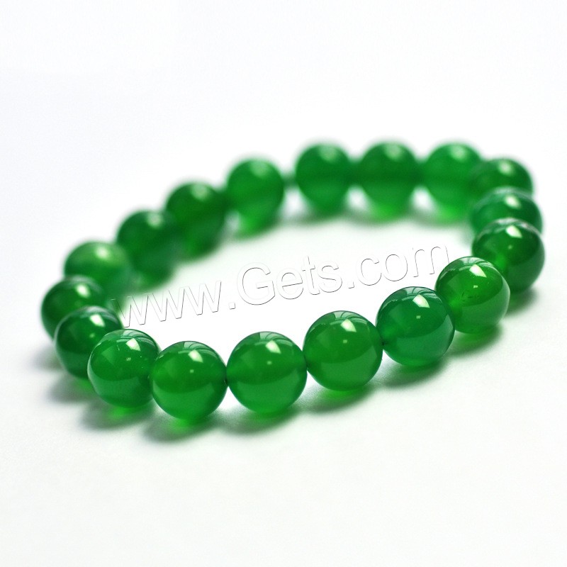 Green Agate Bracelets, Round, natural, different size for choice & for woman, Length:Approx 7.5 Inch, Sold By Strand