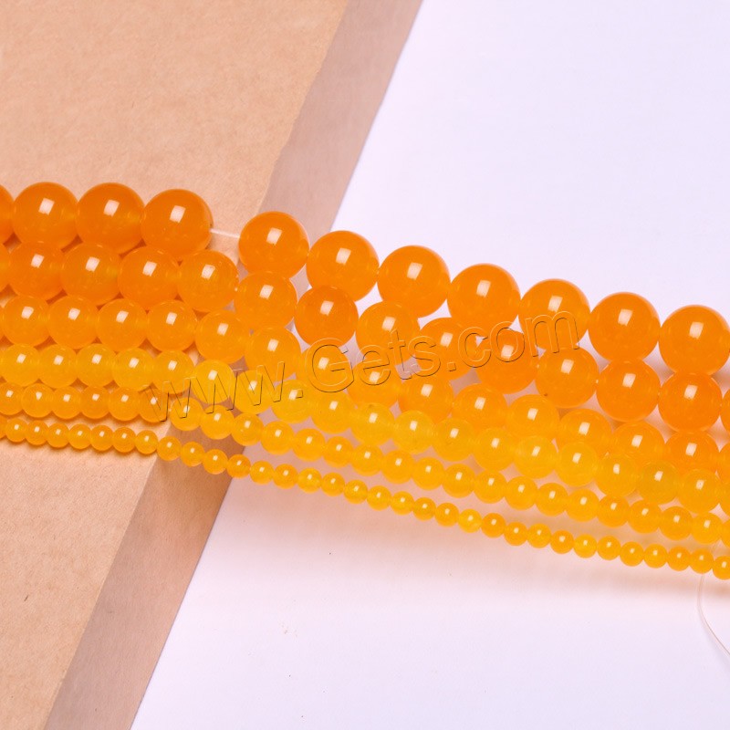 Yellow Calcedony Beads, Round, natural, different size for choice, Hole:Approx 1-2mm, Length:Approx 15 Inch, Sold By Strand