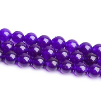 Calcedonia Violeta, teñido Jade, Esférico, diverso tamaño para la opción, Púrpura, agujero:aproximado 1-2mm, longitud:aproximado 15 Inch, Vendido por Sarta