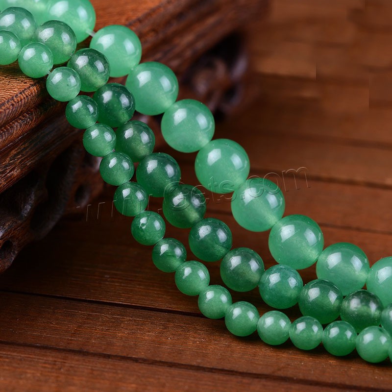 Green Aventurine Bead, Round, dyed & different size for choice, green, Hole:Approx 1-2mm, Length:Approx 15 Inch, Sold By Strand