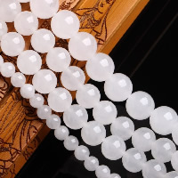Perles de calcédoine blanche, blanc calcédoine, Rond, naturel Environ 1-2mm Environ 15 pouce, Vendu par brin