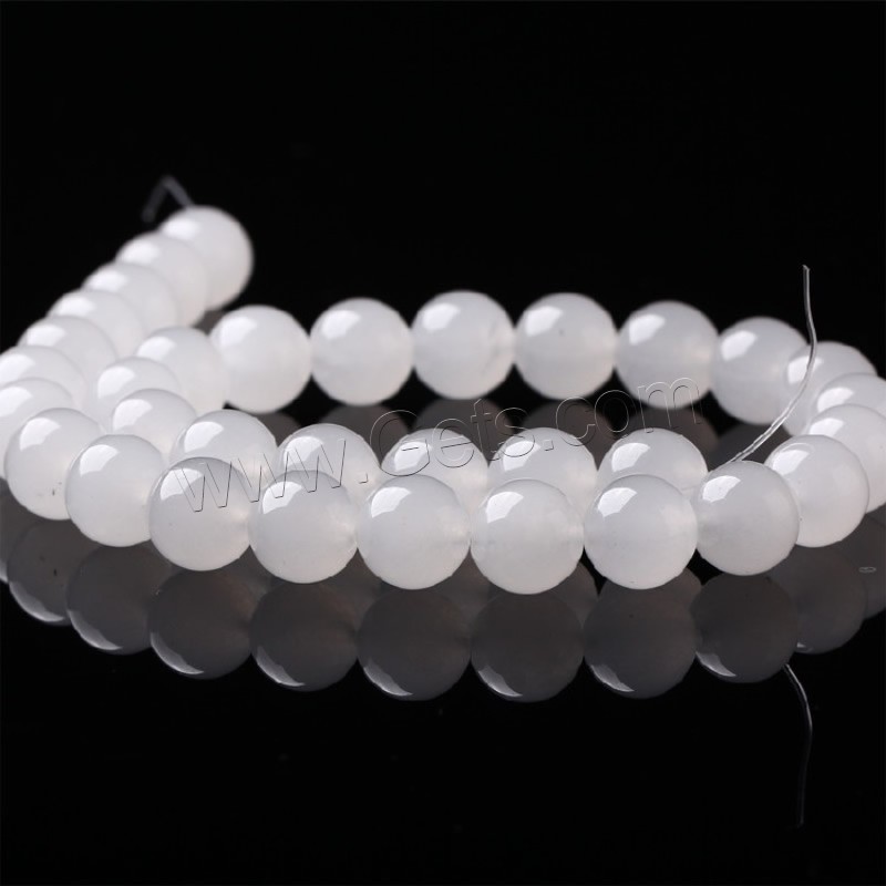 Weiße Chalcedon Perlen, Weiß Chalcedon, rund, natürlich, Bohrung:ca. 1-2mm, Länge:ca. 15 ZollInch, verkauft von Strang