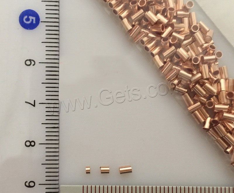Медно-золото Позиционирование Tube, Трубка, плакированный цветом розового золота, разный размер для выбора, отверстие:Приблизительно 1.4mm, продается PC