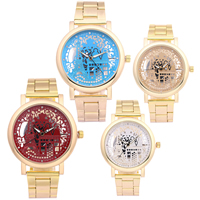 Women Wrist Watch, Stainless Steel, with Glass, plated, stoving varnish & for woman & enamel & with rhinestone & hollow Approx 8.8 Inch 