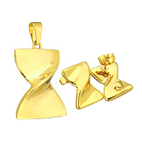 Fashion Stainless Steel Jewelry Sets, pendant & earring, Bowknot, gold color plated, for woman  Approx 