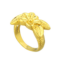 Stainless Steel Finger Ring, Flower, gold color plated, for woman, 13mm, US Ring 