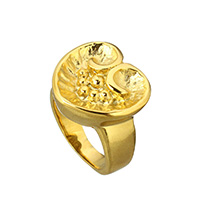 Edelstahl Fingerring, Herz, goldfarben plattiert, für Frau, 17.5mm, Größe:7, verkauft von PC
