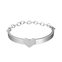 Stainless Steel Chain Bracelets, Heart, for woman, original color  Approx 7.5 Inch 