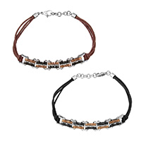 Bracelets en acier inoxydable, avec corde de coton, avec 0.8lnch chaînes de rallonge, Placage, pour femme, plus de couleurs à choisir 1.5mm Environ 8 pouce, Vendu par brin