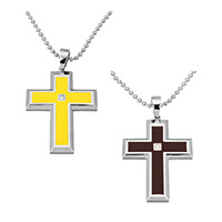 Stainless Steel Jewelry Necklace, Cross, ball chain & for woman & enamel & with rhinestone 3mm Approx 22 Inch 