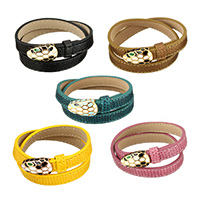 PU Leather Cord Bracelets, with Stainless Steel, Teardrop, plated, for woman & enamel Approx 15.5 Inch 