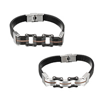 Men Bracelet, PU Leather, with Stainless Steel, plated, for man Approx 9 Inch 
