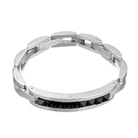 Men Bracelet, Stainless Steel, for man & faceted & with rhinestone, original color  Approx 8 Inch 