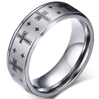 Men Tungsten Steel Ring in Bulk, with cross pattern & for man & enamel, 8mm 