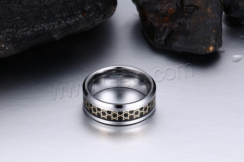 Men Tungsten Steel Ring in Bulk, plated, with star of David pattern & different size for choice & for man & colorful powder & two tone, 8mm, Sold By PC