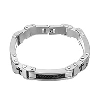 Men Bracelet, Stainless Steel, plated, for man & enamel  Approx 8.5 Inch 