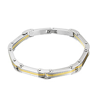 Men Bracelet, Stainless Steel, plated, for man & two tone Approx 8.5 Inch 