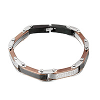 Men Bracelet, Stainless Steel, plated, for man & with rhinestone Approx 8.5 Inch 
