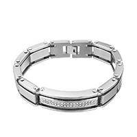Men Bracelet, Stainless Steel, plated, for man & with rhinestone  Approx 8.5 Inch 