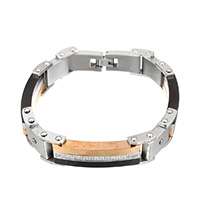 Men Bracelet, Stainless Steel, plated, for man & with rhinestone  Approx 9 Inch 