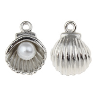 Zinc Alloy Jewelry Pendants, with ABS Plastic Pearl, Shell, platinum color plated, lead & cadmium free Approx 1mm 