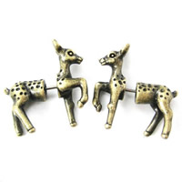 Brass Split Earring, Deer, plated, detachable lead & cadmium free, 25mm 