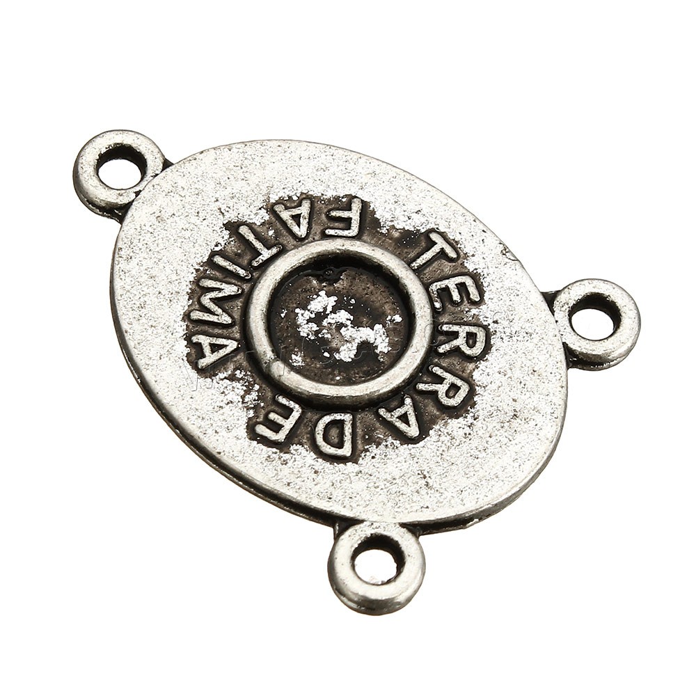 Base Conector de Aleación de Zinc, Redondo Aplanado, chapado en color de plata antigua, diverso tamaño para la opción & con el patrón de la letra & 2/1 aro, agujero:aproximado 1.5mm, Vendido por UD