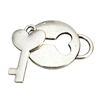 Подвеска- ключ из цинкового сплава , цинковый сплав, Замок и ключ, плакированный цветом под старое серебро  отверстие:Приблизительно 2.5mm, 2ПК/указан, продается указан