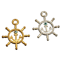 Zinc Alloy Ship Wheel & Anchor Pendant, Anchor and Ship Wheel, plated, nautical pattern & enamel Approx 2.5mm 