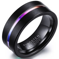 Männer Wolfram Stahl Ring in Bulk, plattiert, verschiedene Größen vorhanden & für den Menschen & zweifarbig & satiniert, 8mm, verkauft von PC