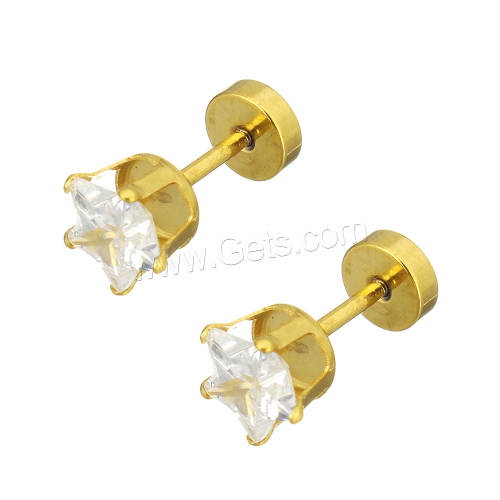 Stainless Steel Fake Plug, Star, plated, different size for choice & faceted & with rhinestone, more colors for choice, Sold By Pair