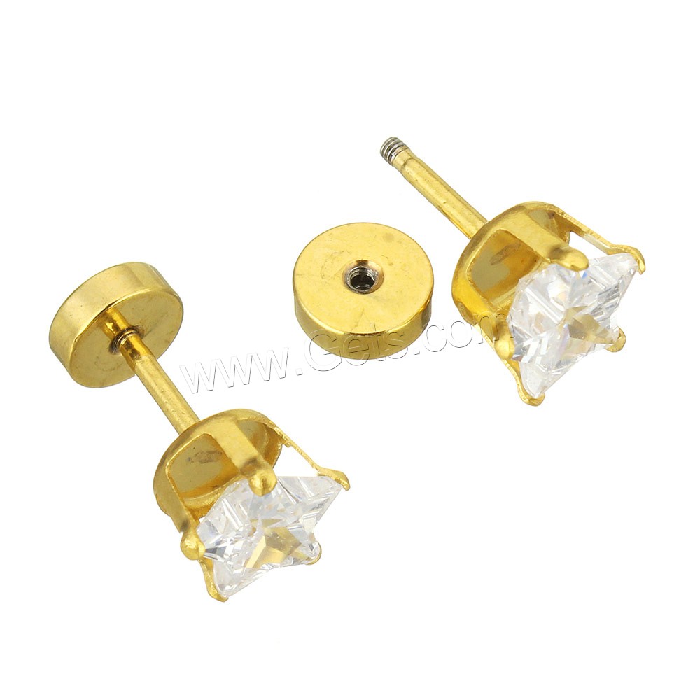 Stainless Steel Fake Plug, Star, plated, different size for choice & faceted & with rhinestone, more colors for choice, Sold By Pair
