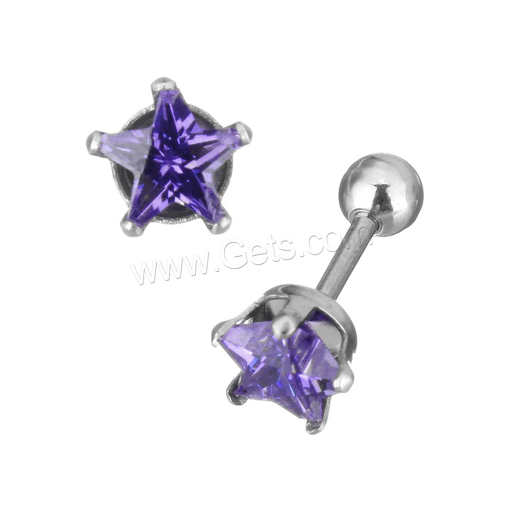Stainless Steel Fake Plug, Star, different size for choice & faceted & with rhinestone, more colors for choice, Sold By Pair